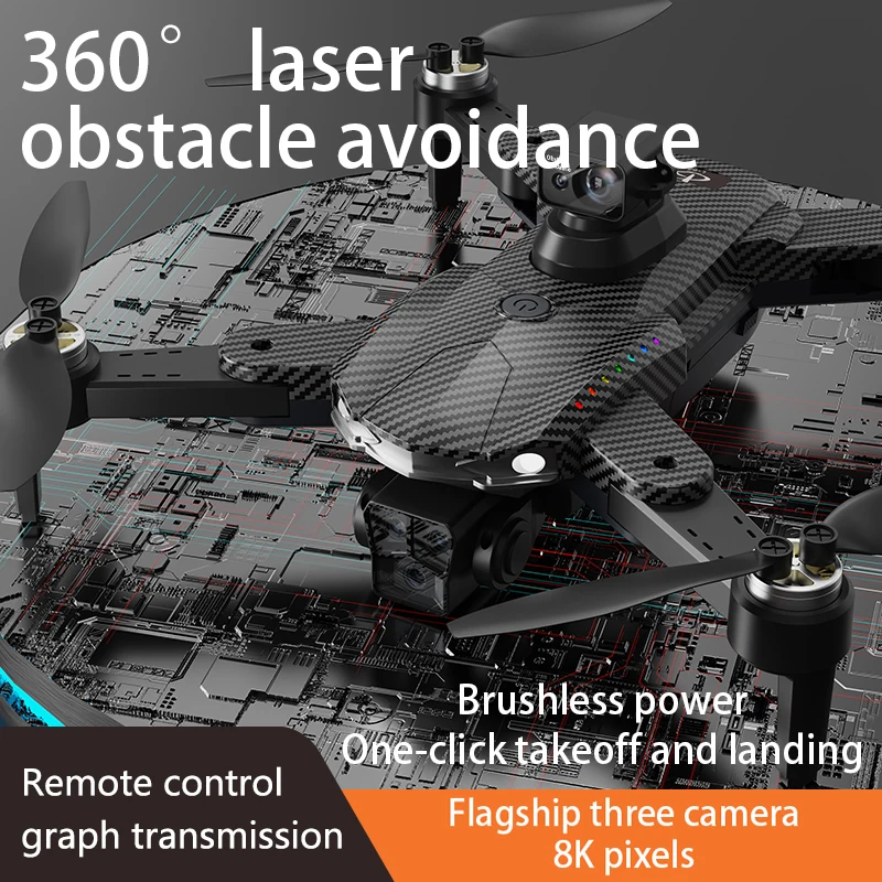 NM58947 RC Drone 4K Professional HD RC Airplane Three-Camera Wide-Angle Head Remote Quadcopter Airplane Toy Helicopter Drone Toy