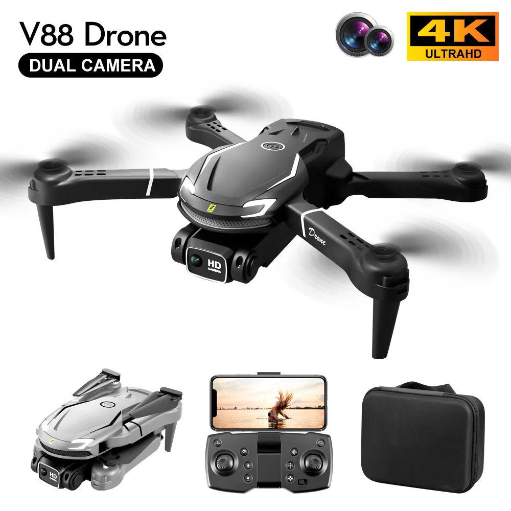 NM59019 V88 Wi-Fi 5G FPV Wide-Angle 4K HD Dual Camera Height Holding Foldable Quadcopter Remote Control Helicopter Drone Children Toy -  UNO1RC