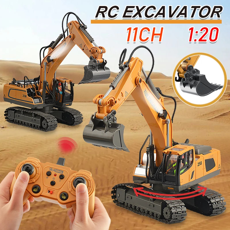 NM59052 RC Excavator Toy Engineering Car Alloy & Plastic Remote Control Digger Mixing Crane for klift Truck for Childrens Gift