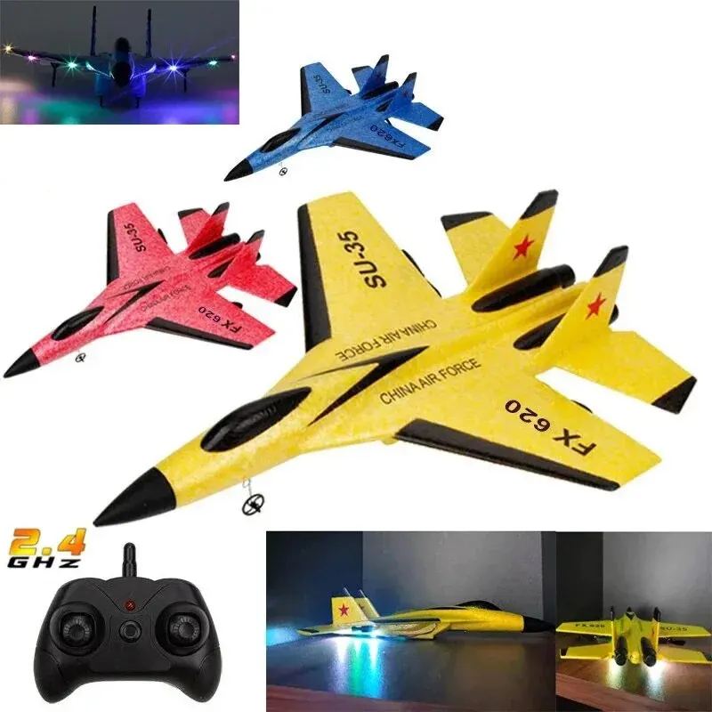 NM58294 RC Plane FX620 FX820 2.4G Remote Control Flying Model Glider Airplane with LED Lights Aircraft Foam Toys for Children Gifts