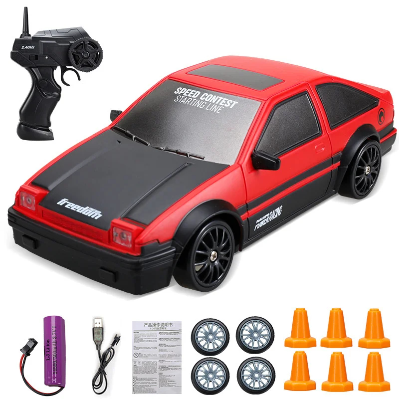 NM58385 Drift RC Car 4WD 3.7V 500MAH RC Drift Car Toy Remote Control GTR Model AE86 Vehicle Car Childrens Christmas Gift