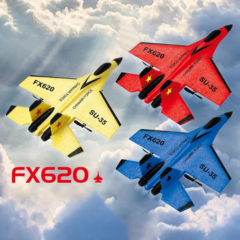 NM58416 35 RC Plane Aircraft with LED Lights 2.4G Remote Control Flying Model EPP Foam Toys for Boys - Yellow, Blue & Red