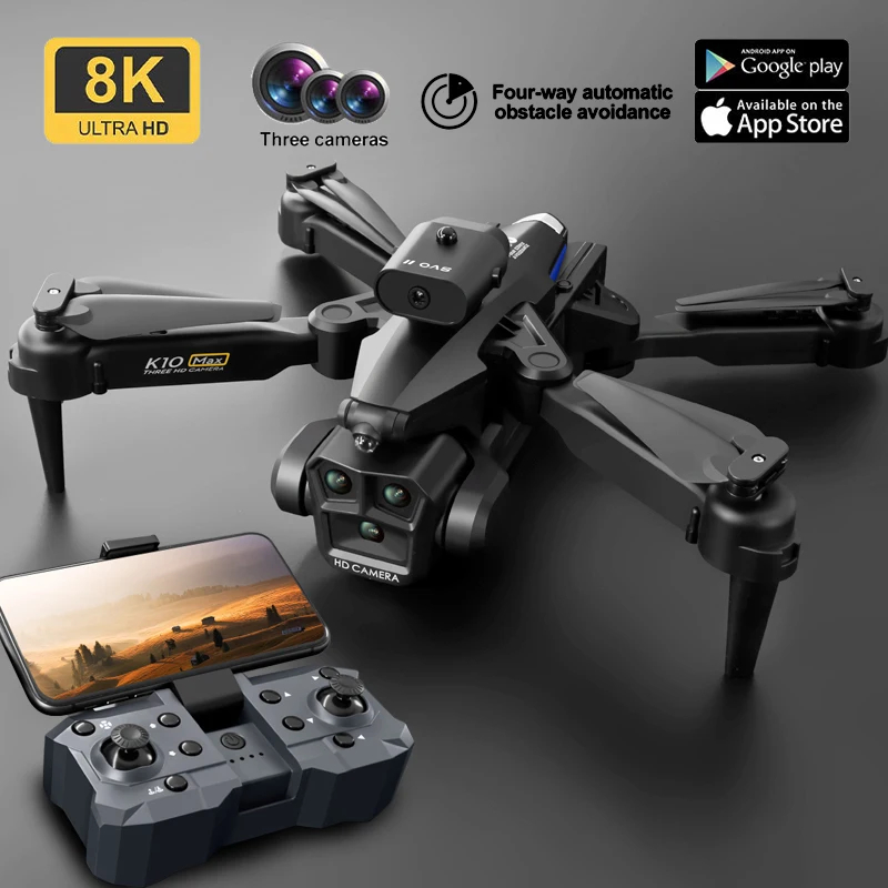 NM58436 Drone 8K Professional Three Camera Wide Angle Optical Flow Localization Obstacle Avoidance RC Quadcopter Toys