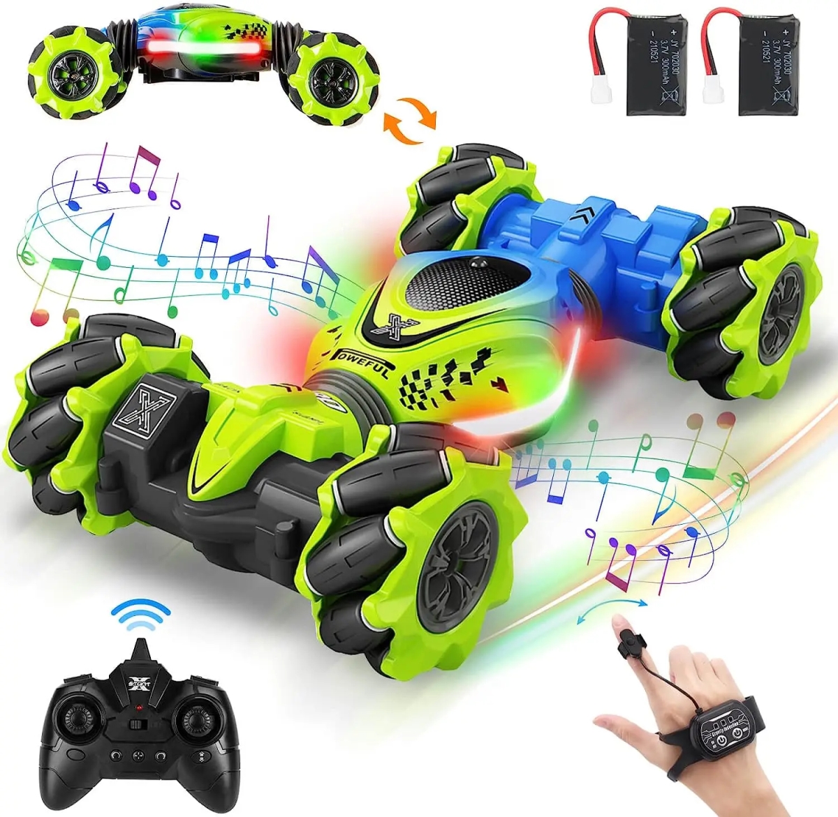 NM58603 RC Car Radio Gesture Induction Music Light Stunt Remote Control Twist Car Toys for Children Gifts