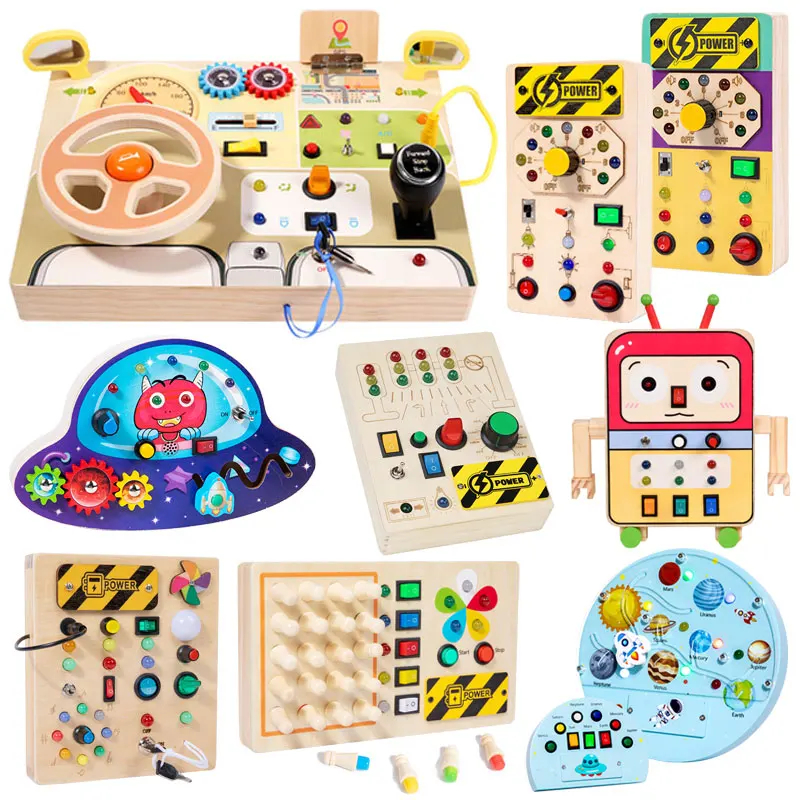 NM59634 Remote Control LED Lights Busy Board Montessori Toy Socket Switch Recording Sensory Game Travel Activities Educational Toys