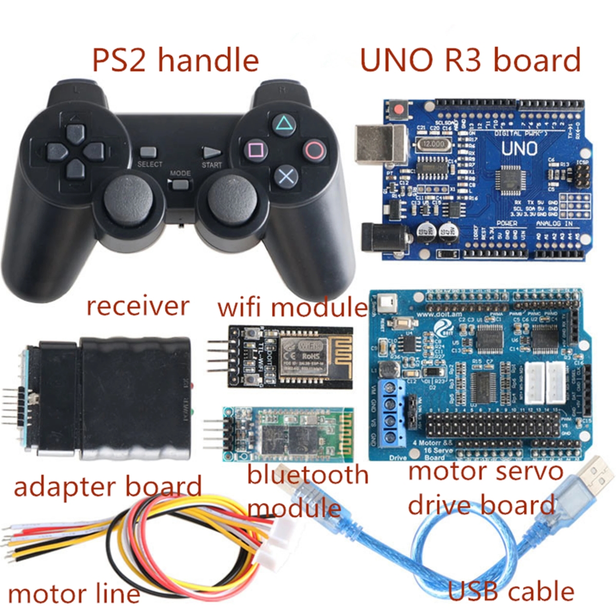 NM59773 Controller Kit for RC Robot Arm & Chassis Part 4-Way Motor & 16-Way Servo Drive Motor