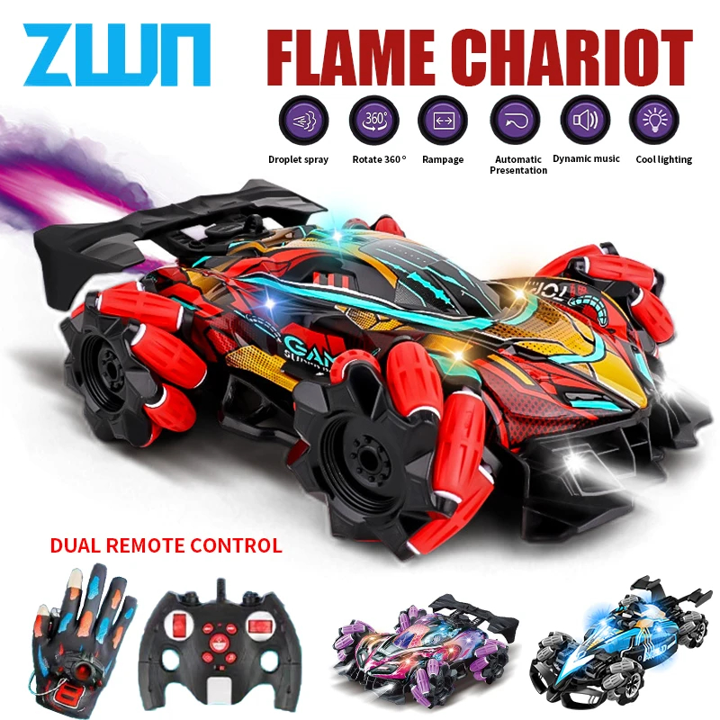 NM59818 F1 F2 RC Drift Car with Music LED Lights 2.4G Glove Gesture Radio Remote Control Spray Stunt Cars 4WD Electric Children Toys - Multi Color