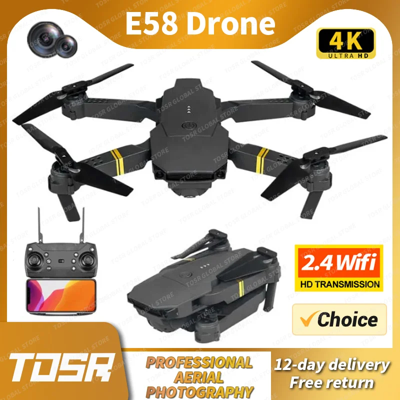 NM59846 E58 Mini Hight Hold Mode Quadcopter Professional RC Drone Foldable Arm HD Camera Aerial Photography Helicopter Gift RC Toy