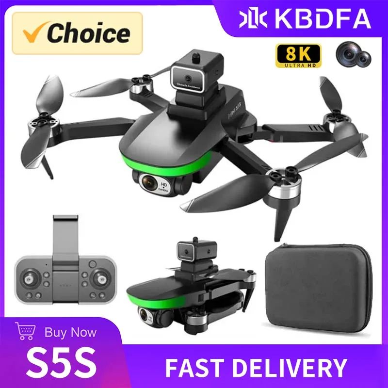 NM59873 S5S Drone Professional 8K Dual Camera Obstacle Avoidance Optical Flow Brushless Fly RC 5G Drone Foldable Quadcopter Toy