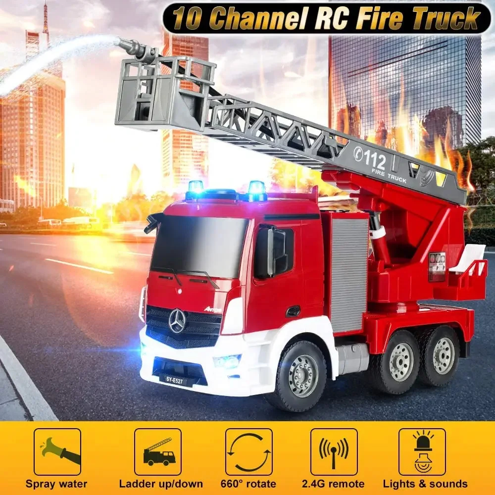 NM61292 E 1-20 Large RC Car Authorized Remote Control Sprinkler Fire Truck Engineering Vehicle Toys for Boys Children Xmas Gifts