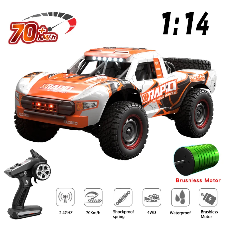NM61336 Competitive Brushless RC Car High Speed RC Off Road Remote Control Vehicle 4WD Drift Boy Remote Control Toy Car - Blue, Red & Orange