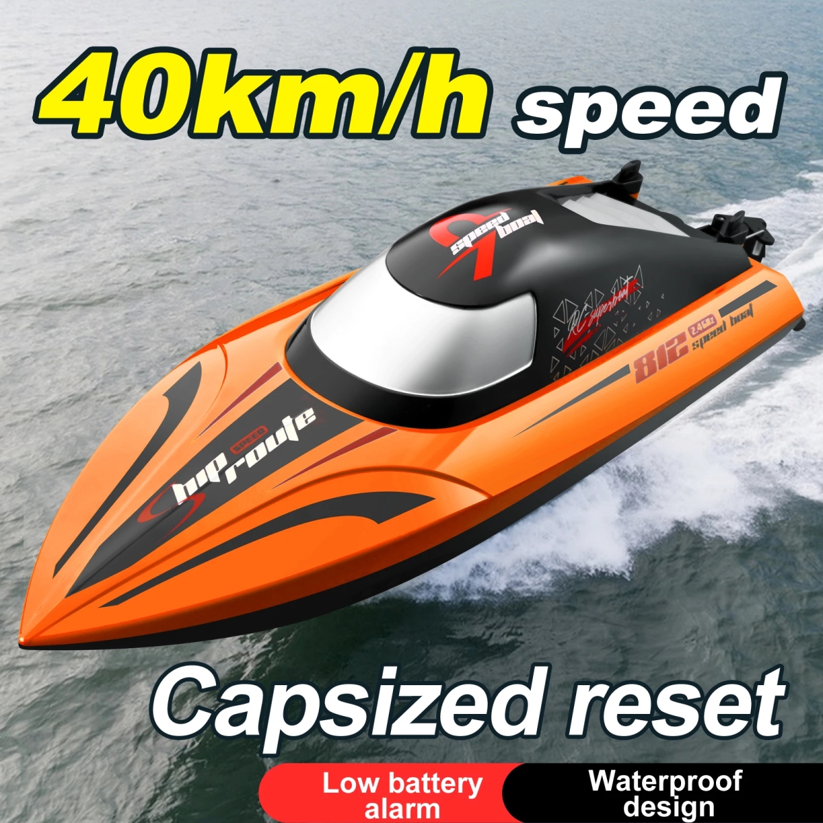 NM61348 RC Boat 2.4GHZ High-Speed Remote Control Racing Speedboat Water Speed Ship Children Model Toy - Blue & Orange