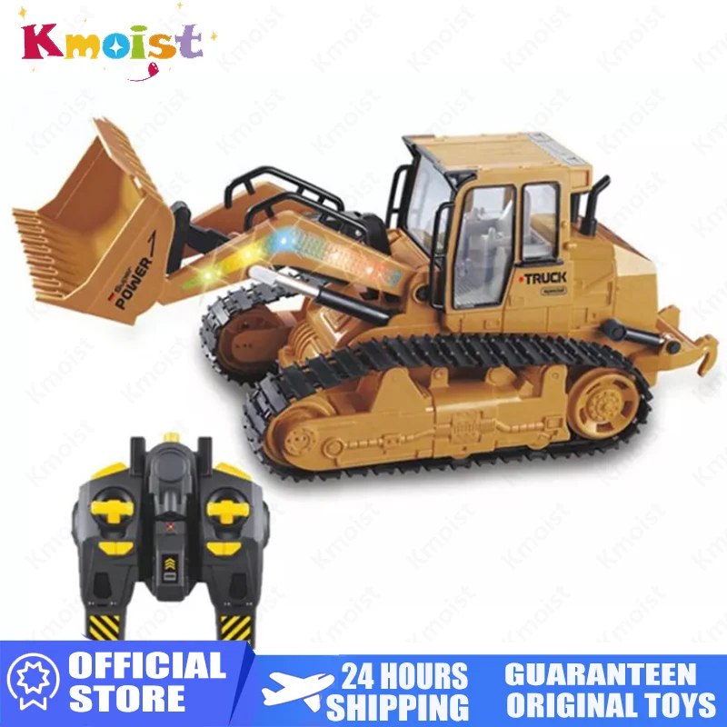 NM60138 Truck Bulldozer 1 By 16 Dumper Tractor Model Engineering Car Lighting Excavator Radio Controlled Car Toys for Boys Kids Gifts - Khaki