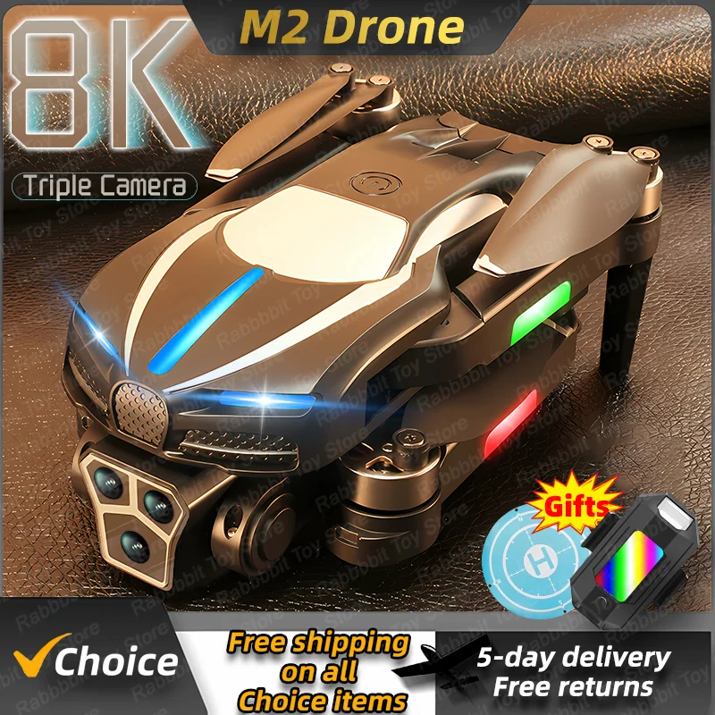 Drone 8K Professional Triple Camera 4K ESC Wi-Fi FPV Obstacle Avoidance Four Axis Folding RC Aerial Photography Toy Sell Apron Toy - Black & Gray