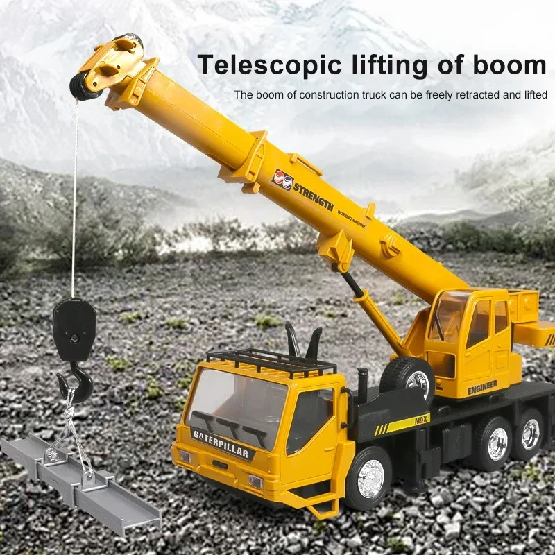 NM60412 Simulate Crane Toys Model for Kids Lift Construction Engineering Trucks Children Car Remote Control Alloy Transporter Toys