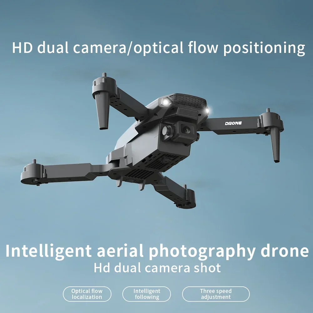 NM59411 Foldable RC Helicopter Wi-Fi FPV E88 Pro RC Drone 4K Professional with 1080P Wide Angle Dual HD Camera - Black & White