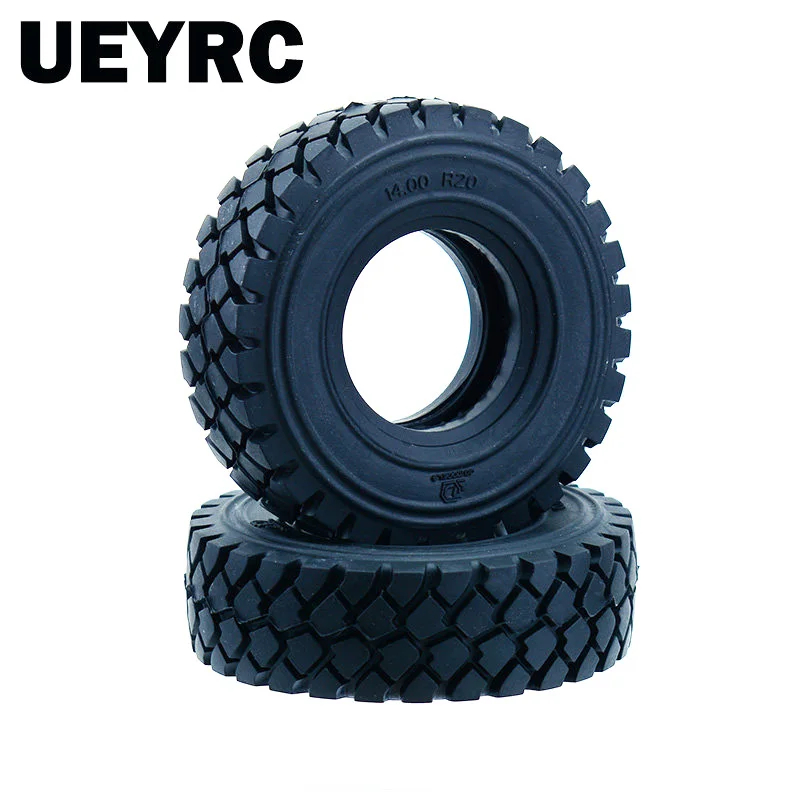 NM59472 2 Piece Rubber 100 mm Off-Road Tires for 1 by 14 & 1 by 10 Tamiya RC Truck Tipper Dakar Rally Crawler Car - Black
