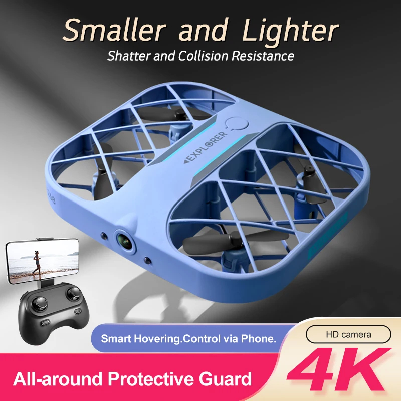 NM59568 2024   Grid Mini Four Axis Aircraft Portable Pocket Drone High-Definition 8K Aerial Photography Recorded Photographed Toy - White & Blue
