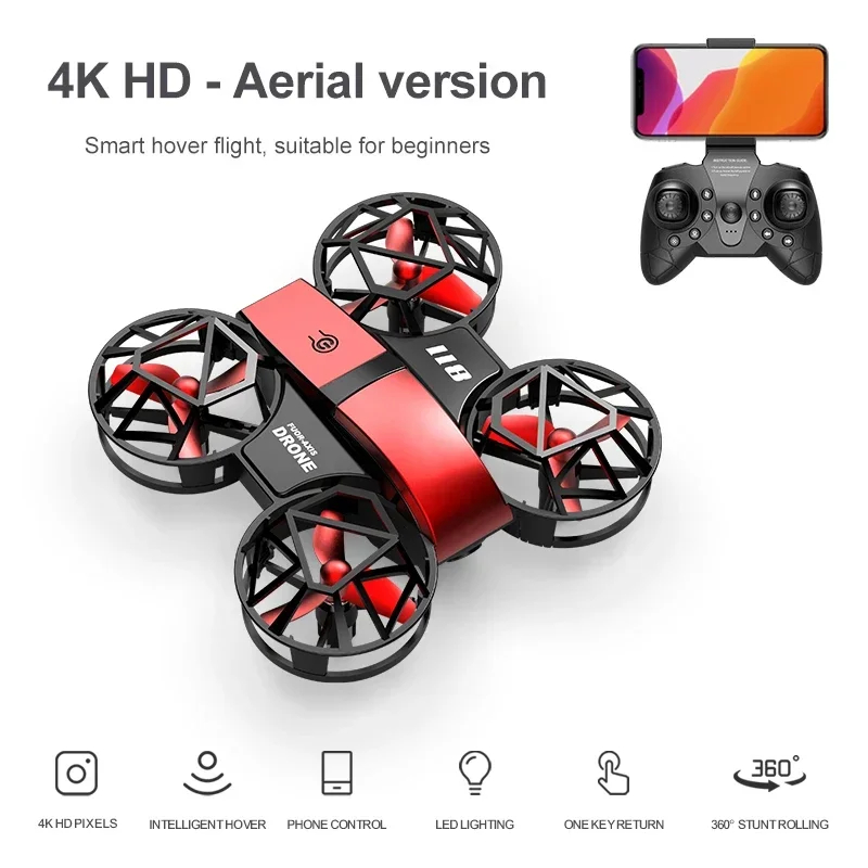 NM59648 Mini Quadcopter 4k 360 deg Rotation Headless Mode Video Shooting Stunt Hexacopter Drone for Kids Beginner with Camera