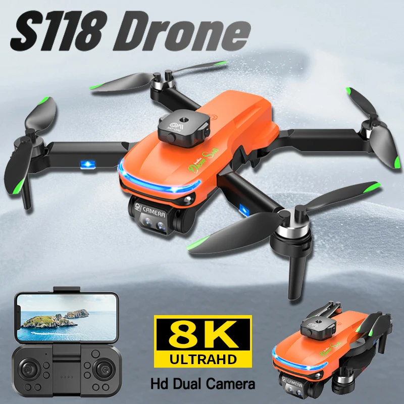 NM60622 Xiaomi S118 Drone Professional 8K ESC Drone with Dual Camera Brushless Motor Obstacle Avoidance Foldable RC Quadcopter Toys