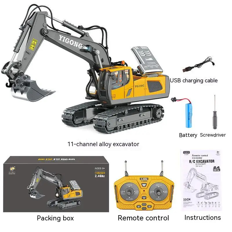 NM60631 Control Toy 2.4g Simulation Excavator Bulldozer Dump Truck RC Mode 11 Alloy Truck Car Childrens Boys Toys Birthday Gift