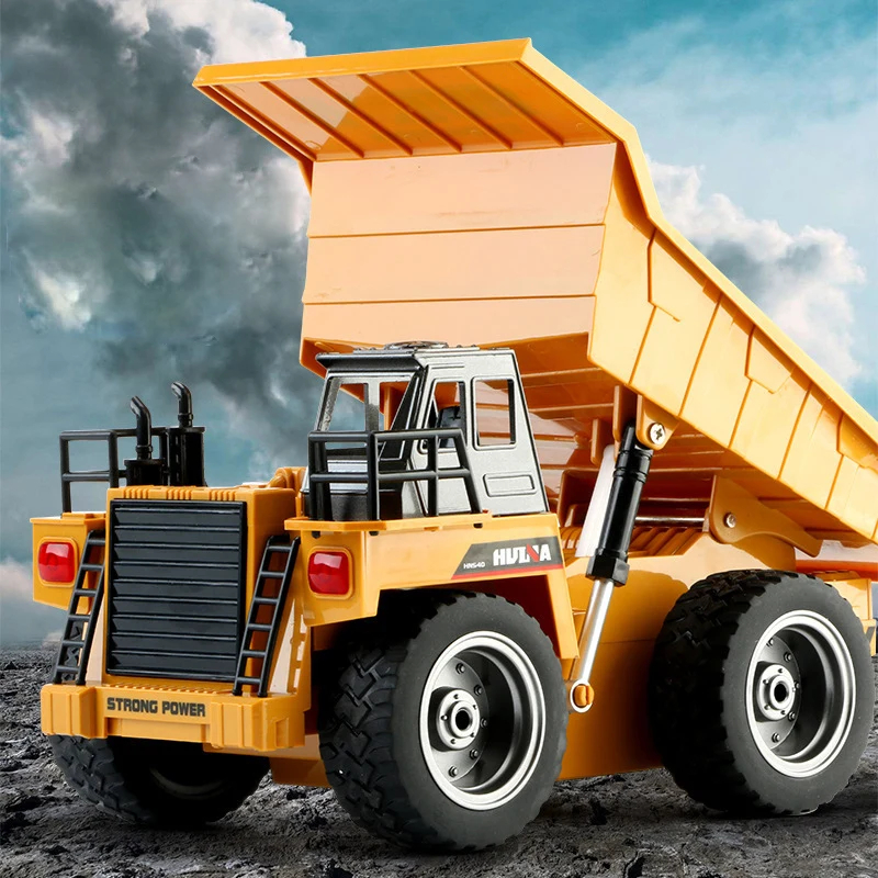 NM60855 1534 9 Channel RC Alloy Dump Truck Engineering Vehicle Forklift Heavy Tractor Remote Control Car Toys for Boys Childrens Gifts, Khaki