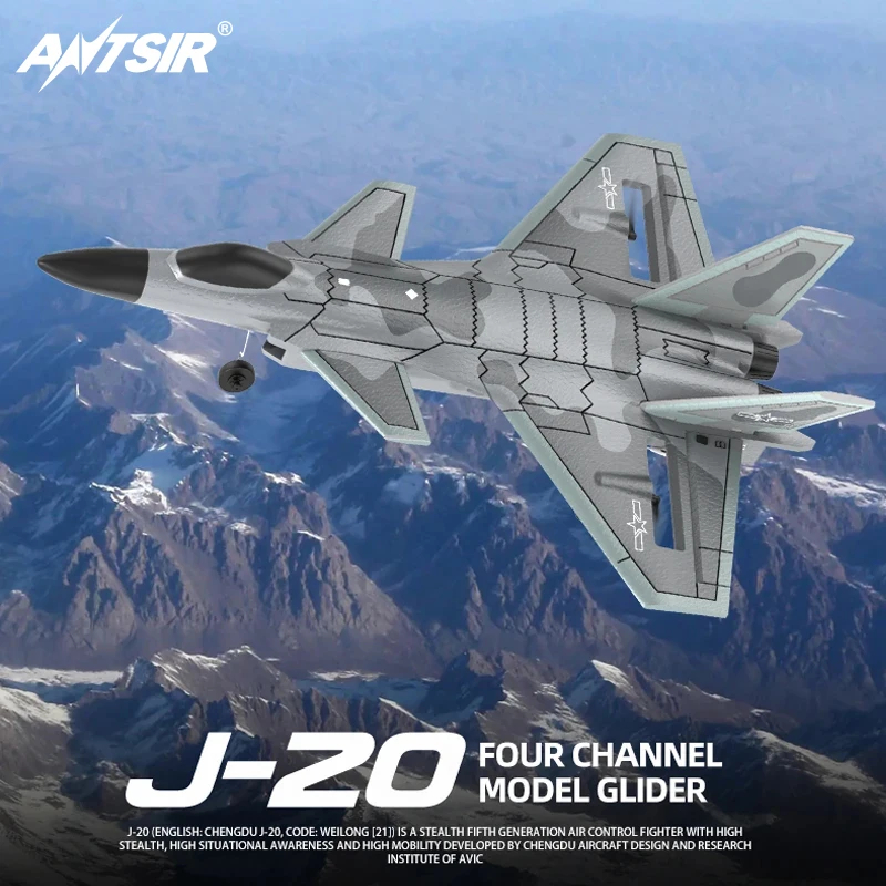 NM61308 J20 4 Channel RC Fighter 6G 3D Auto Stabilization RC Plane 180 deg Foam Aircraft Toys for Children Gift