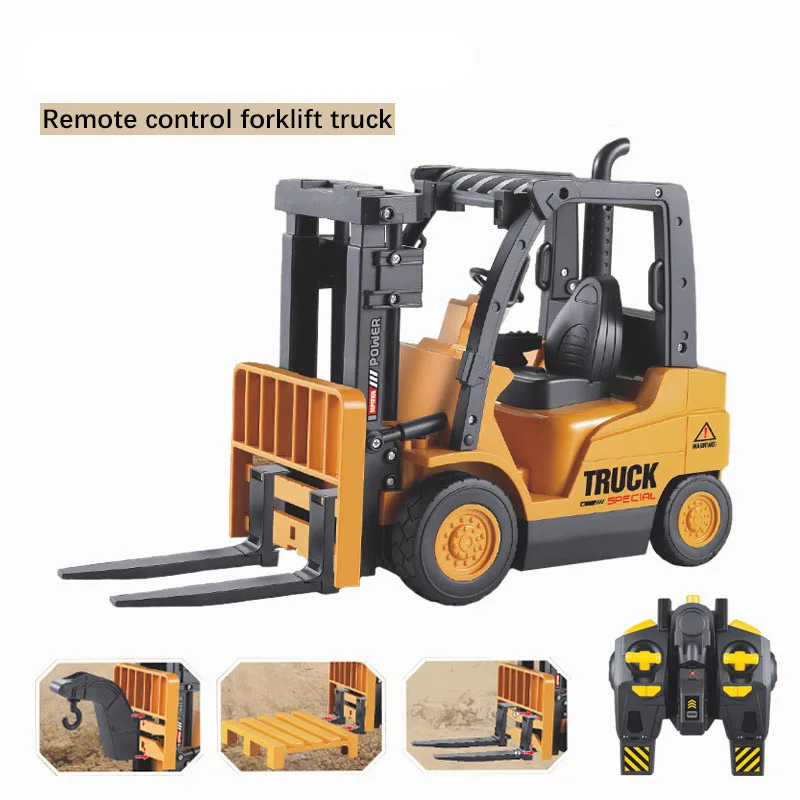 NM61341 RC Forklift Truck Simulation Crane RTR Engineering Vehicle Toys Children Music Remote Control Car Toy for Boy Gift
