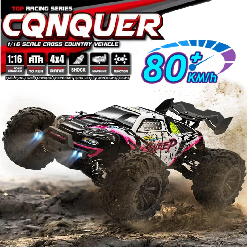 NM61220 1-16 80KM Per Hour Super Brushless 50KM Per Hour Brushed RC Car 4x4 Off Road Remote Control High Speed Drift Monster Truck Toy Kids Adult