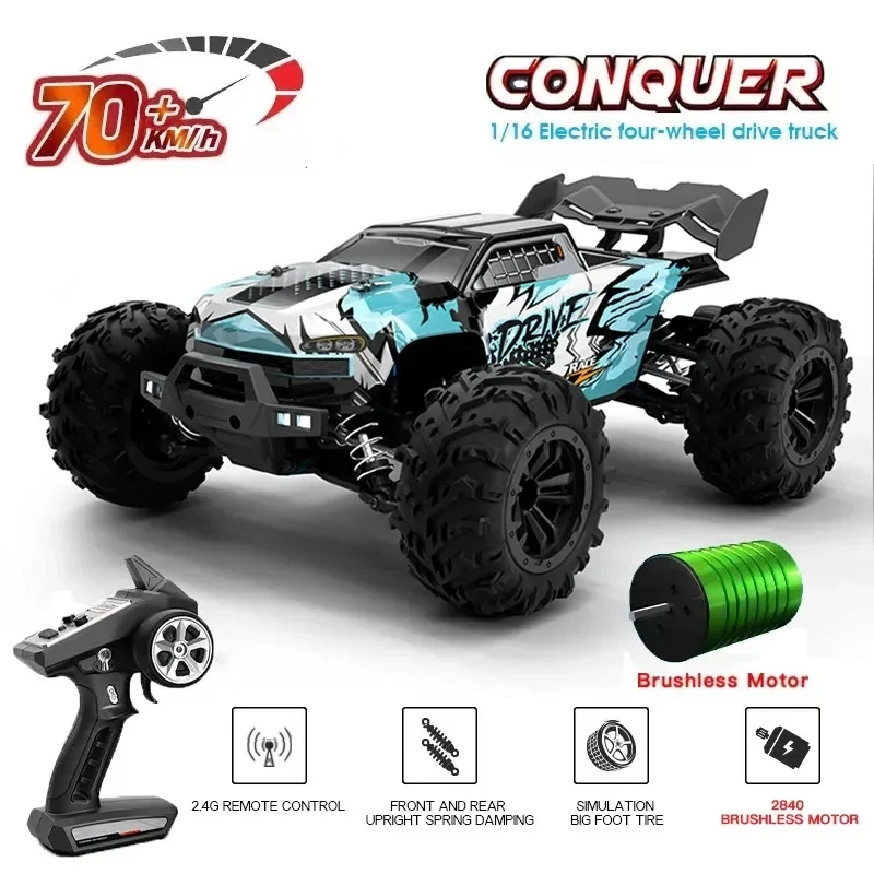 NM61274 1-16 4WD RC Car 70KM Per Hour or 50KM Per Hour with LED Remote Control Cars High Speed Drift Monster Truck for Kids VS WL-Toys 144001 Toys