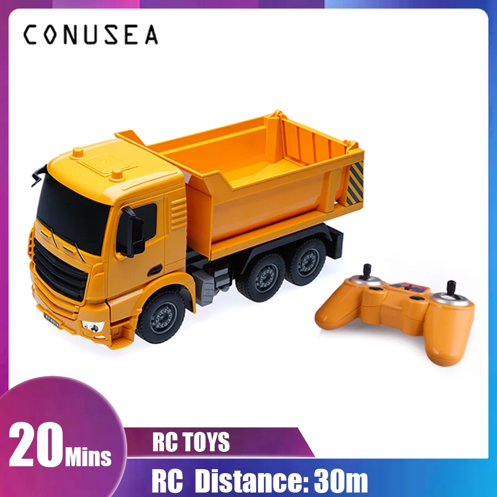 NM60876 6CH RC Truck Dumper Engineering Car Radio Control Tractor Caterpillar Remote Control Car Christmas Toy Cars for Boys Kids, Khaki