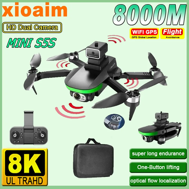 NM60951 Xiaomi Mini S5S Drone 8K Dual Camera Obstacle Avoidance Optical Flow Brushless Motor RC Drone Foldable Quadcopter Toys