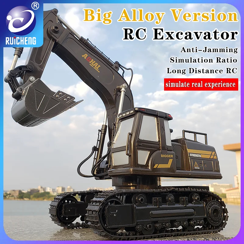 NM61806 RC Excavator 12-Channel Large Remote Control Engineering Vehicle Multi-Functional Lighting & Audio Sound Real Simulation