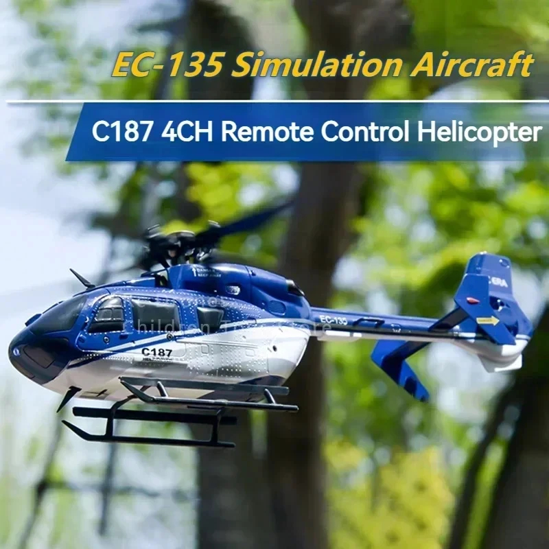 NM61400 EC135 RC Helicopter Simulation C187 4 Channel Remote Control Airplane Model Monoplane Aileron Childrens Electric Aircraft Toys