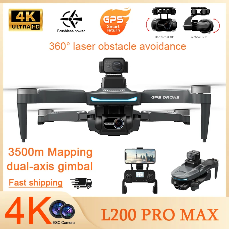 NM61453 MAX & L900SE MAX FPV Drone 2-Axis PTZ Dual ESC 4K Camera Laser Obstacle Avoidance Brushless Camera GPS 5G RC Quadcopter, Silver & Gray