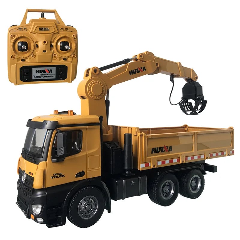 NM61500 1575 1 by 14 Timber Crane Grab RC Trucks for Adults Dump Car Model Toy 2.4G Radio 1200MAH Battery Toys for Boys, Yellow