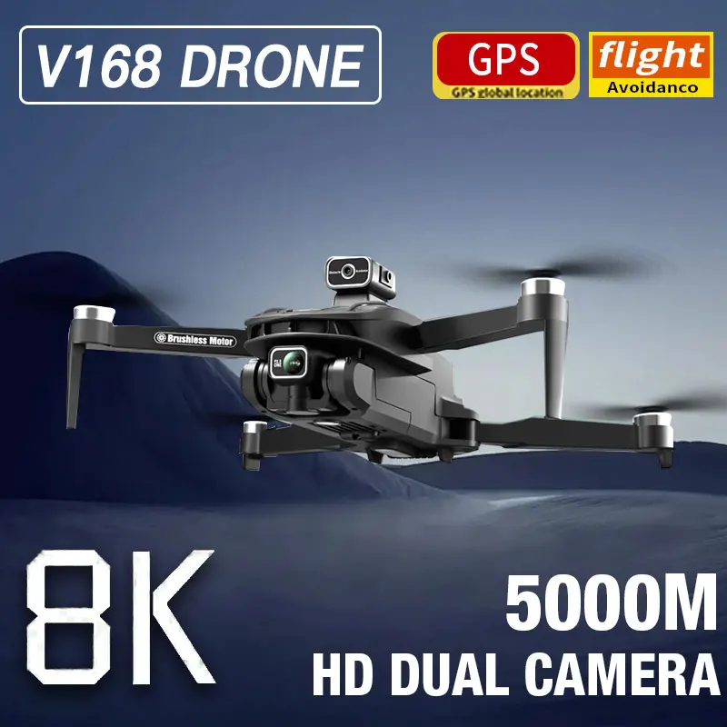 NM61725 V168 Dual GPS 3000M Drone Wi-Fi High-Definition Camera Intelligent Obstacle Avoidance Aerial Photography Folding RC Quadcopter - Black