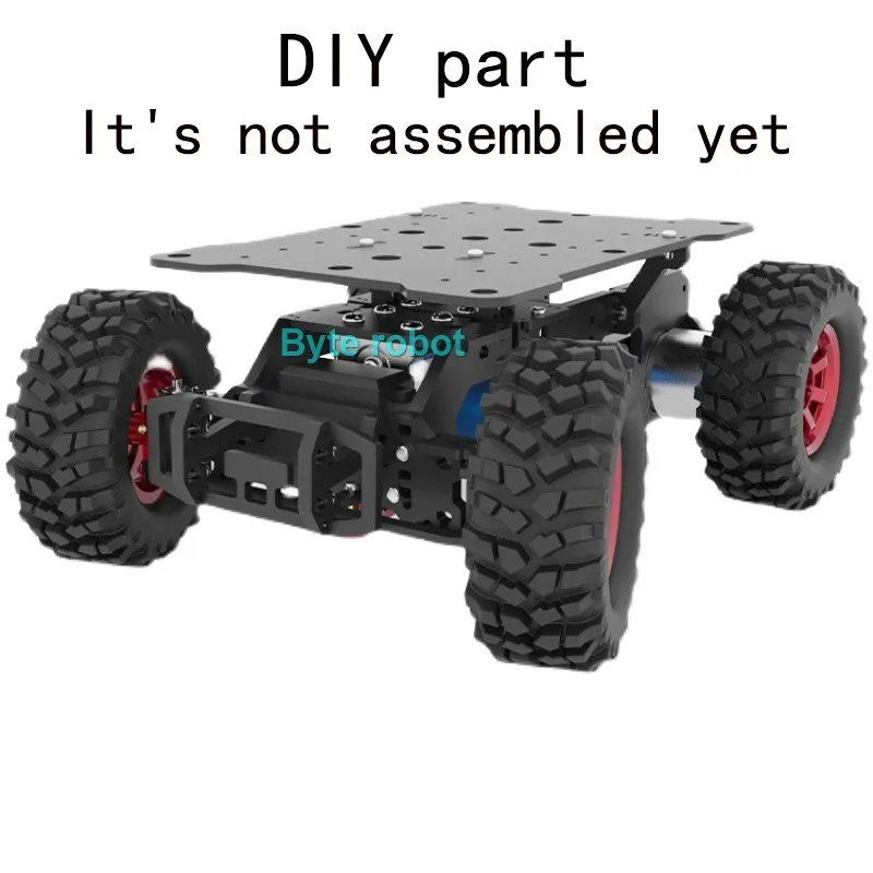 NM61867 Load 4WD Ackerman Robot Car Chassis with Encoder Motor Front Wheel Servo MG996 Steering Chassis Programmable Robot RC Tank