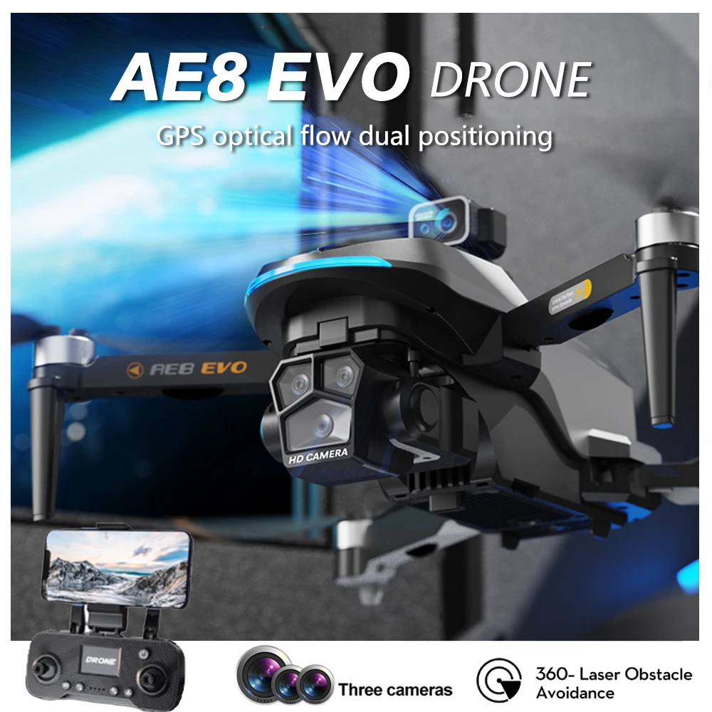 NM61880 EVO Mini Drone Wi-Fi FPV 360 Deg Laser Obstacle Avoidance Brushless Motor 6K HD Dual Cameras GPS Return RC Quadcopter Drone Toys