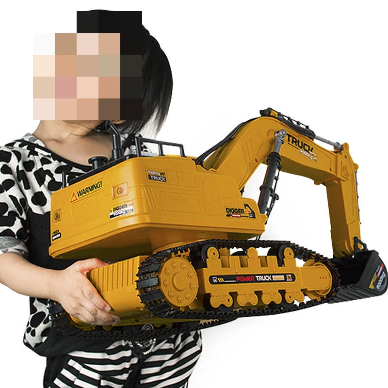 NM61893 RC Truck RC Crawler Excavator 2.4G Radio Controlled Car Model Engineering Car Digging Soil Sound Toys for Boys - Khaki