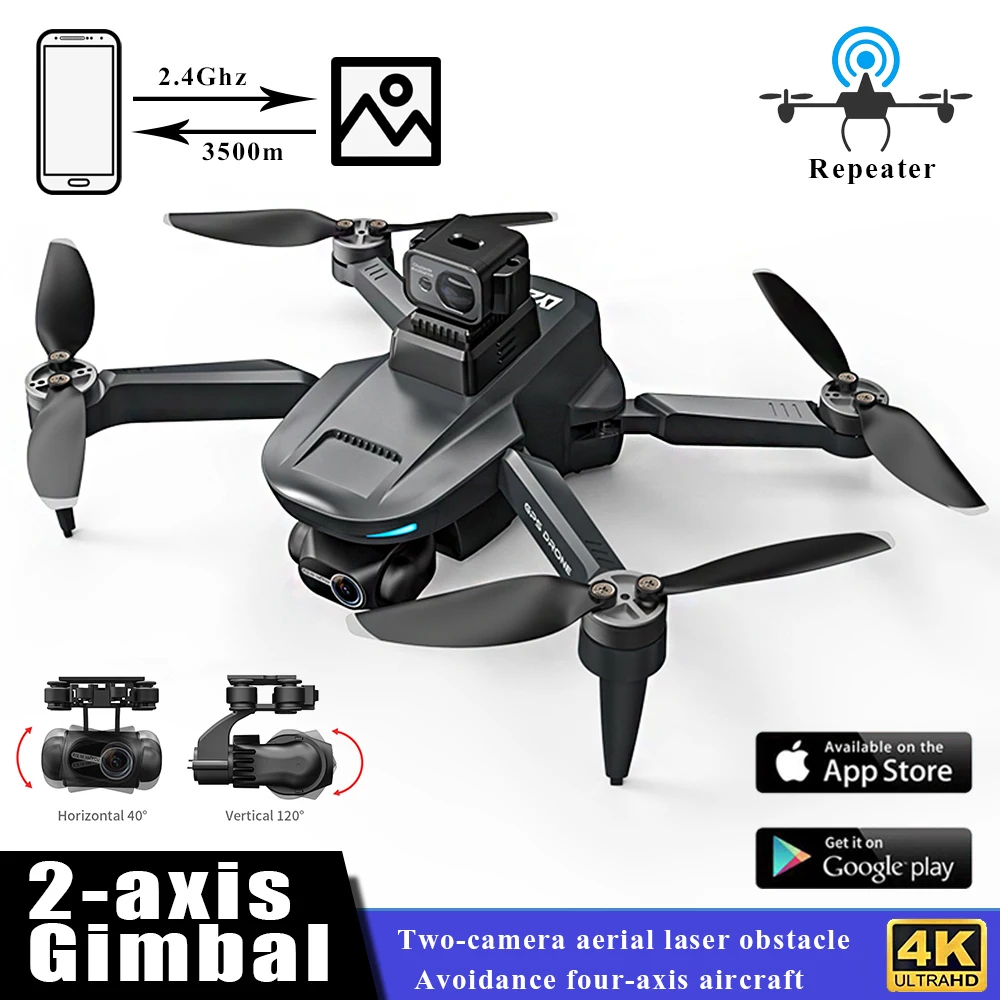NM61923 Drone 2-Axis PTZ HD Dual 4K Camera 360 deg Laser Obstacle Avoidance Drone with Camera GPS Dual Positioning 5G RC FPV Quadcopter