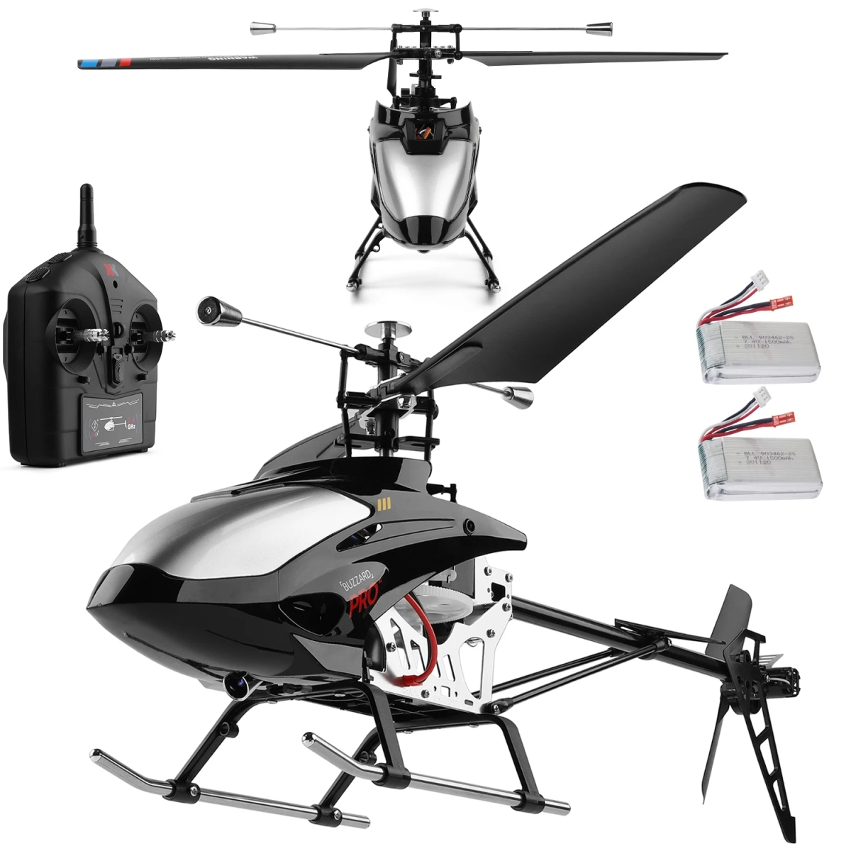 NM61960 Black & Silver Large Brushless Remote Control Alloy Helicopter Aircraft 4CH RC Heli Model Fall Resistant Altitude Maintain