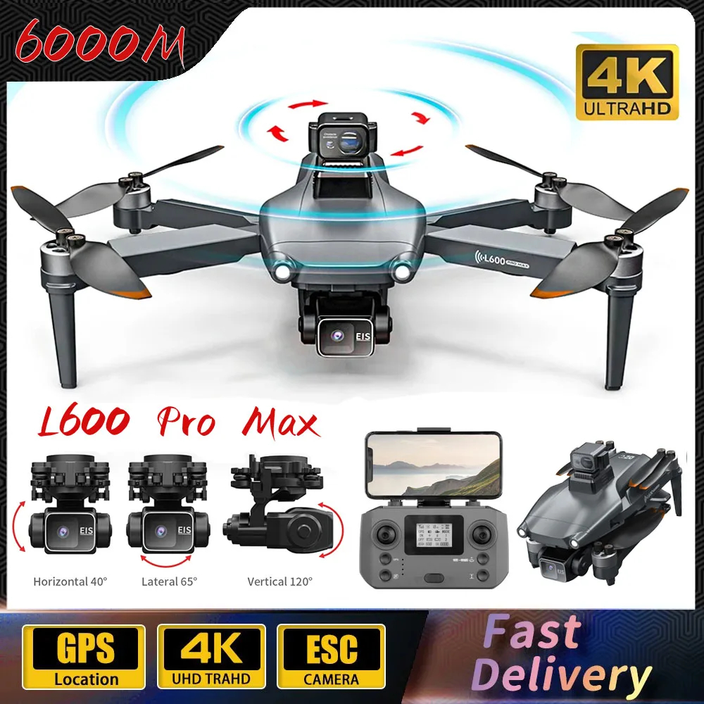 NM61982 Pro Max Drone 4K 3-Axis Gimbal HD Dual Camera Laser Obstacle Avoidance GPS 5G Wi-Fi FPV Drone RC Quadrotor Toys, Silver & Grey