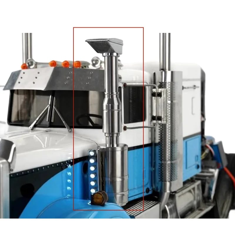 NM62000 Filter Chimney with Daytime Driving LED Light for 1 by 14 Tamiya RC Truck   King Hauler Tamiya Lesu Trailer Tractor Parts - Silver