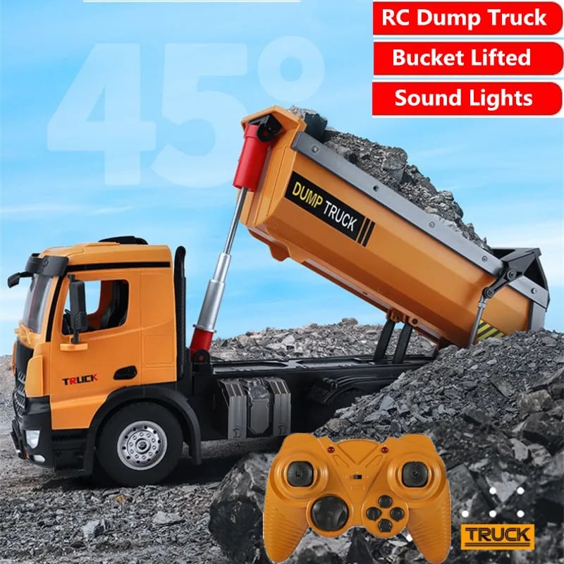 NM62237 4WD RC Dump Truck Engineering Series Load Dump Truck Dirt Car Bucket Auto Lifting Sound LED Light Effect Boy RC Toy Gift Kid