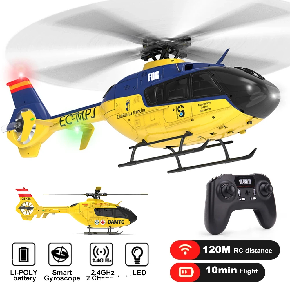NM62435 RC Helicopter 2.4G 6 Channel 6 Axis Gyro Model 1-36 Scale RTF Direct Drive Brushless Roll Flybarless Aircraft Toys for Adult EC135