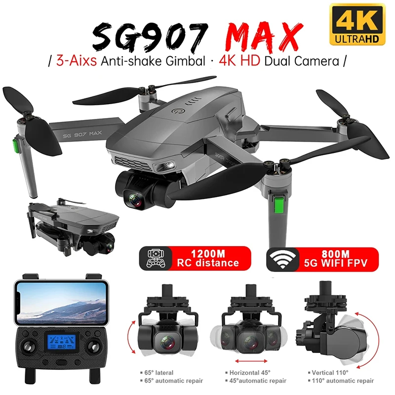 NM62229 SG907 Max GPS Drone Professional 4K HD ESC Camera 5G FPV Wi-Fi with 3-Axis Gimbal Flight 25 Minutes Brushless RC Quadcopter