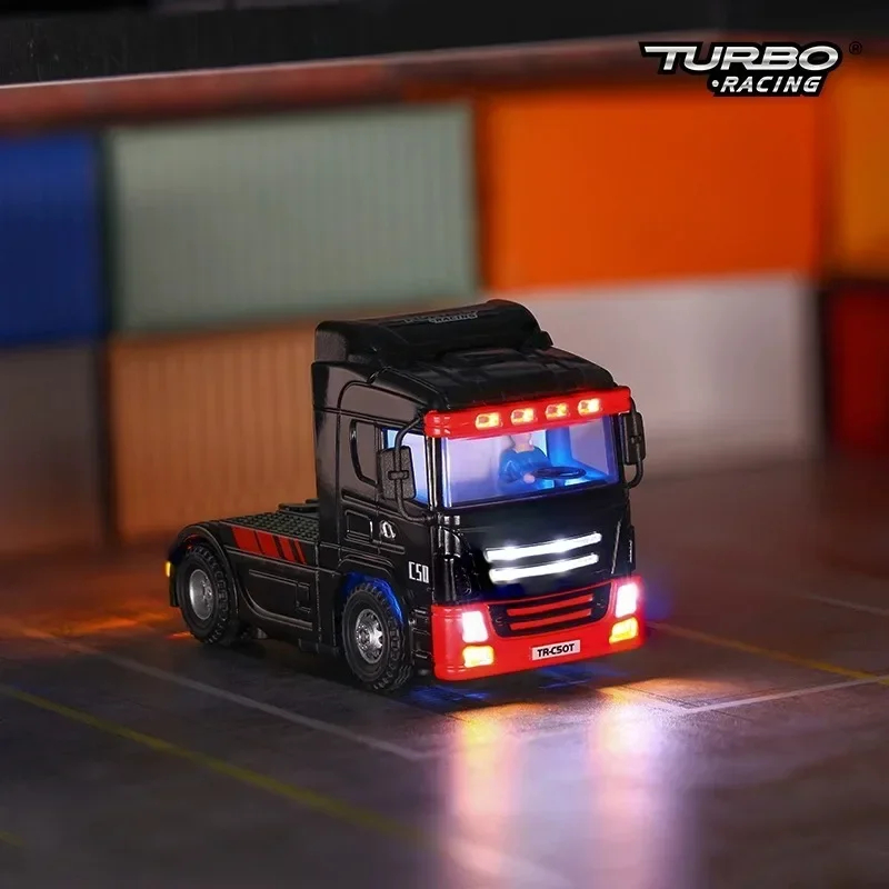 NM62246 Turbo Racing C50-T RTR Remote Control Micro Simulation Container Tractor Model Truck   Chassis Simulation Horn RC Car Toy
