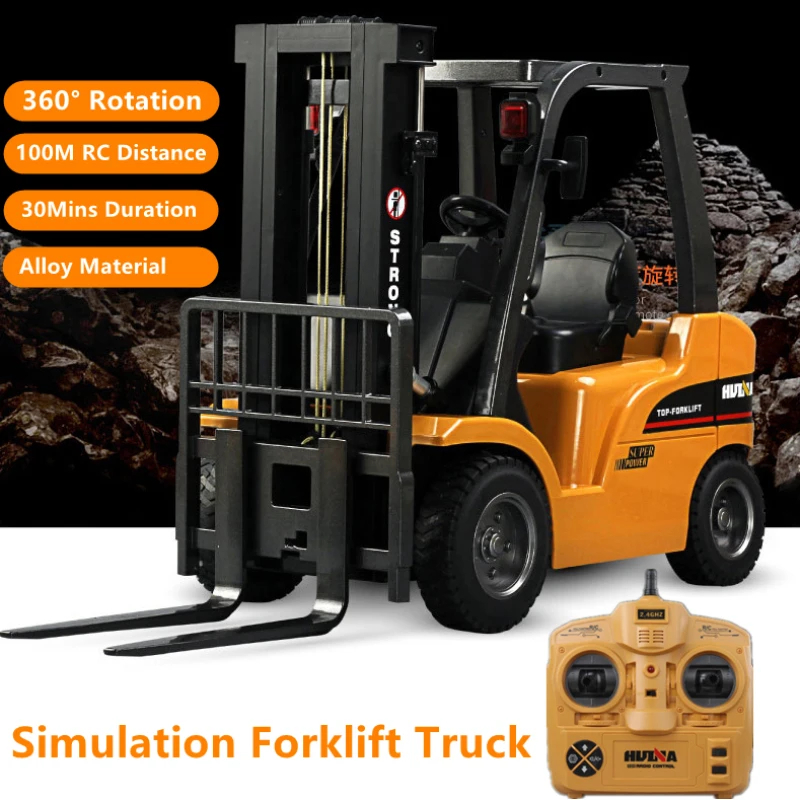 NM62411 8 Channel Remote Control Forklift Truck 360 deg Rotation 100M Control 30 Mins Flight Time Simulation Light Alloy Made RC Toy