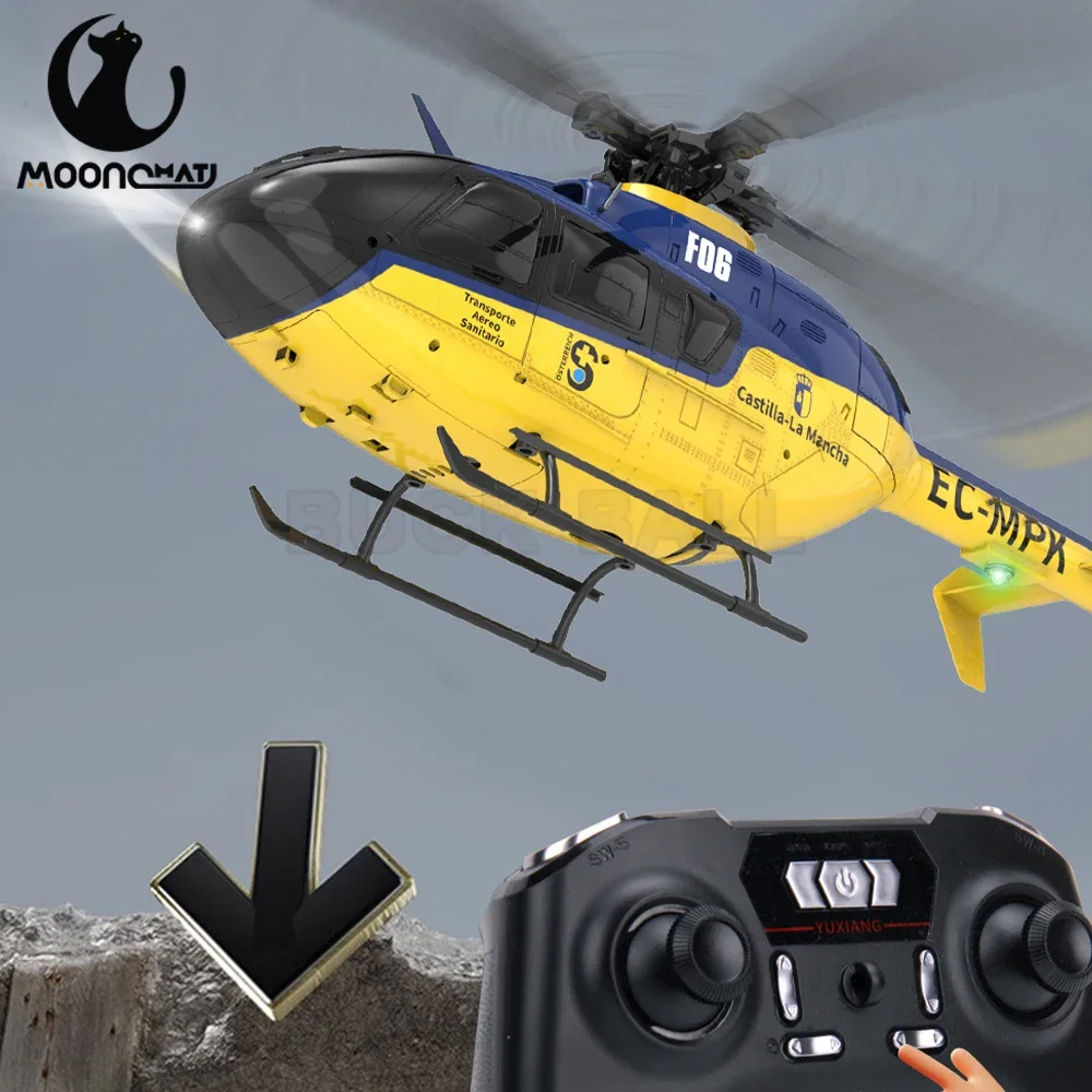 NM62414 YXZNRC F06 EC135 RC Helicopter 2.4G 6CH 6 Axis Gyro Model RTF Direct Drive Brushless Roll Flybarless Aircraft Kid Toy Gift